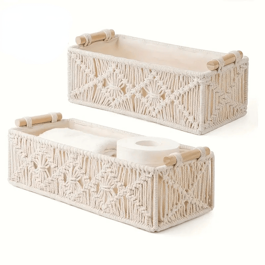 1pc. Nordic Pure Handwoven Desktop Storage Basket. Toilet Paper Box. Suitable for All Room Types, Shelf Baskets
