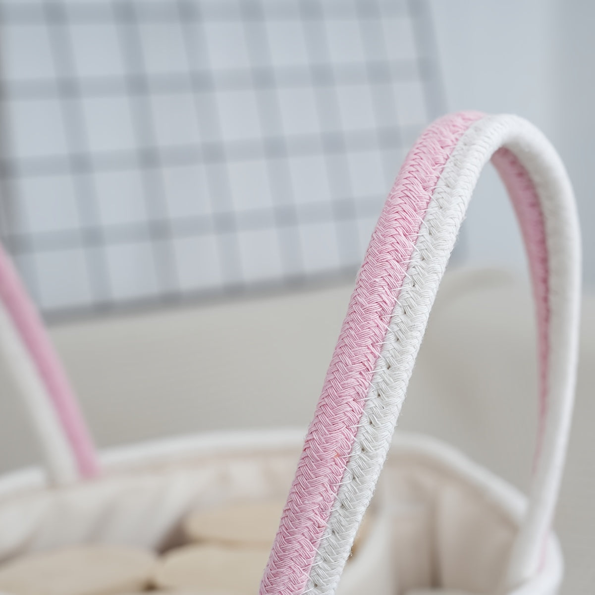 Large Capacity Bohemian Rope Woven Storage Basket | 1pc | Rope | Foldable Organizer | Home or Travel | Teal\u002FWhite\u002FPink\u002FBeige Striped | Bohemian