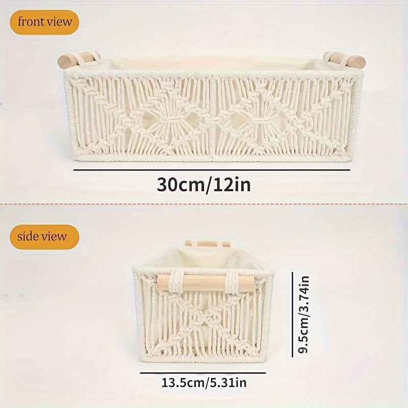 1pc. Nordic Pure Handwoven Desktop Storage Basket. Toilet Paper Box. Suitable for All Room Types, Shelf Baskets