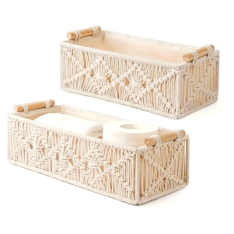 1pc. Nordic Pure Handwoven Desktop Storage Basket. Toilet Paper Box. Suitable for All Room Types, Shelf Baskets