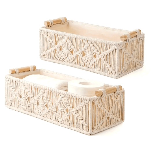 1pc. Nordic Pure Handwoven Desktop Storage Basket. Toilet Paper Box. Suitable for All Room Types, Shelf Baskets